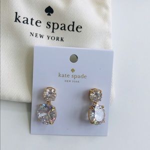NEW Kate Spade double drop clear earrings